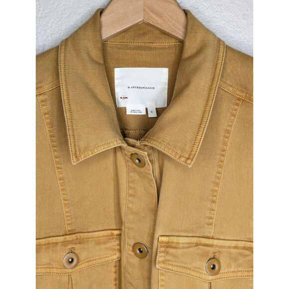 Anthropologie Vest Jacket Wms Sz XL Utility Crop Raw Hem Mustard Boho Capsule - Picture 3 of 7
